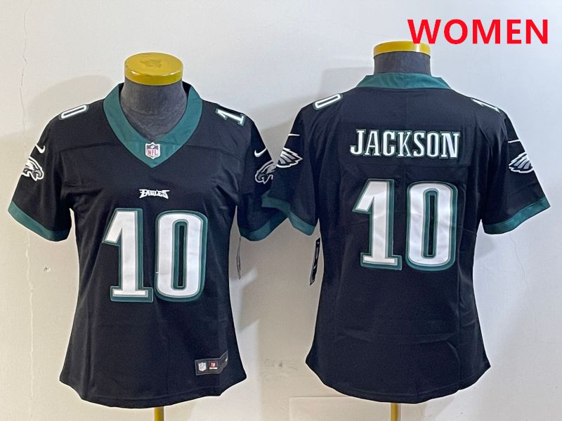 Women Philadelphia Eagles #10 Jackson Black Second generations 2025 Nike Vapor Limited NFL Jersey style 3